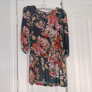Anthropologie Drop-Waist Floral Mini Dress